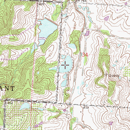 Topographic Map of Number 77 Lake, MO