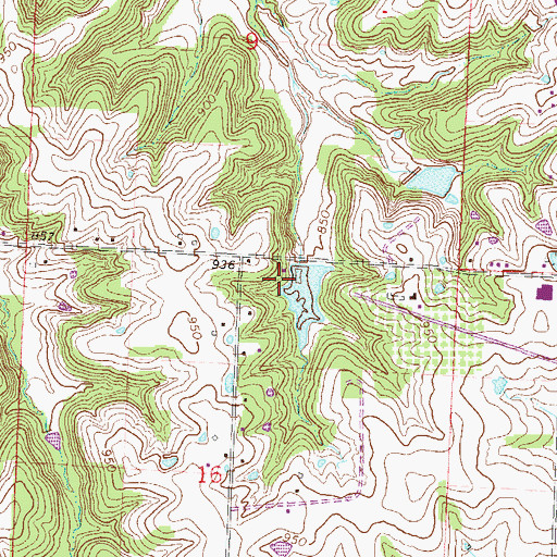 Topographic Map of Harmon Lake Dam, MO