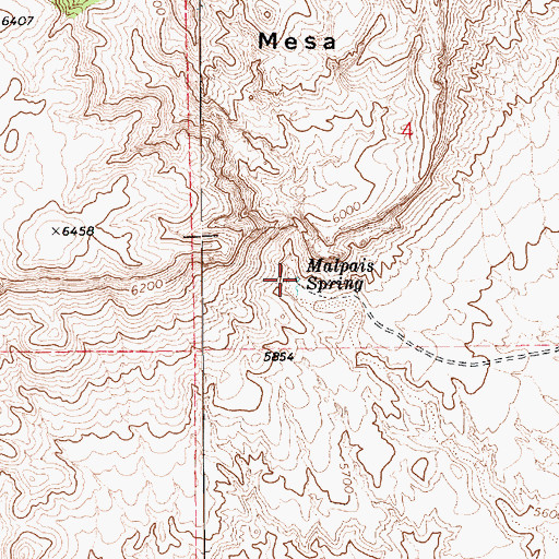 Topographic Map of Malpais Spring, AZ
