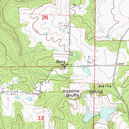 Topographic Map of Ben, AR