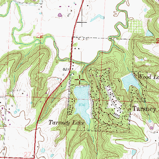 Topographic Map of Tarsney Lake Dam, MO