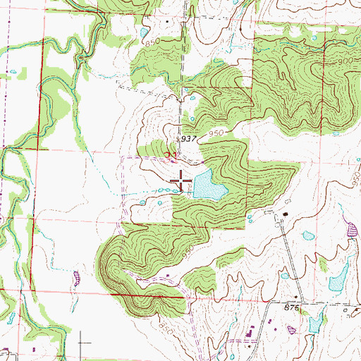 Topographic Map of Aylward Lake Dam, MO