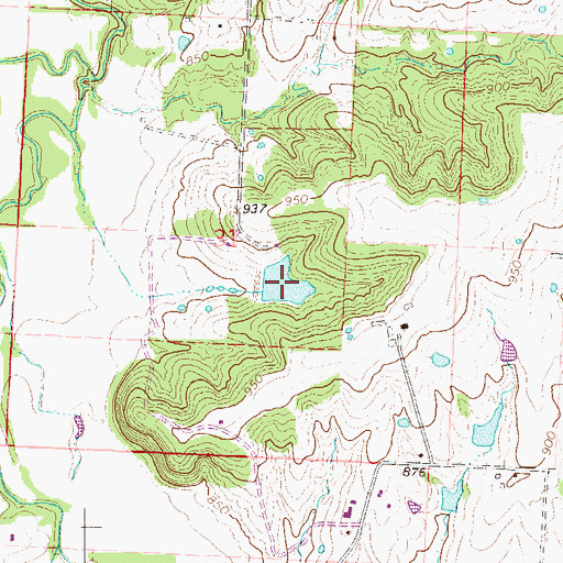 Topographic Map of Aylward Lake, MO