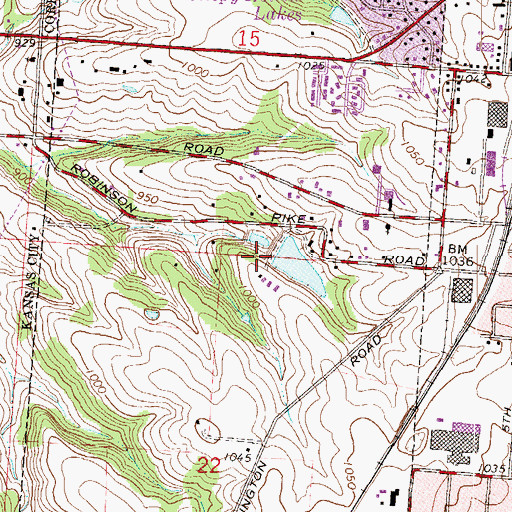 Topographic Map of Deramus Lake Dam, MO