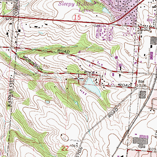 Topographic Map of Number 85 Lake, MO