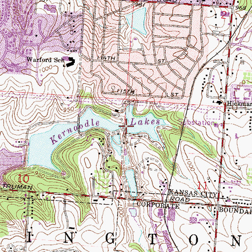 Topographic Map of Kernodle Lake Dam Number Four, MO