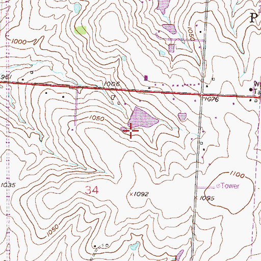 Topographic Map of Mononame 87 Dam, MO