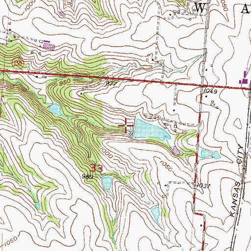 Topographic Map of Rhoden Investment Dam, MO