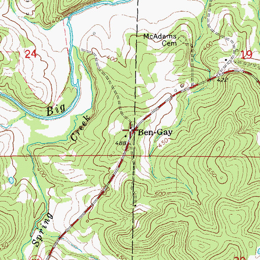 Topographic Map of Ben-Gay, AR