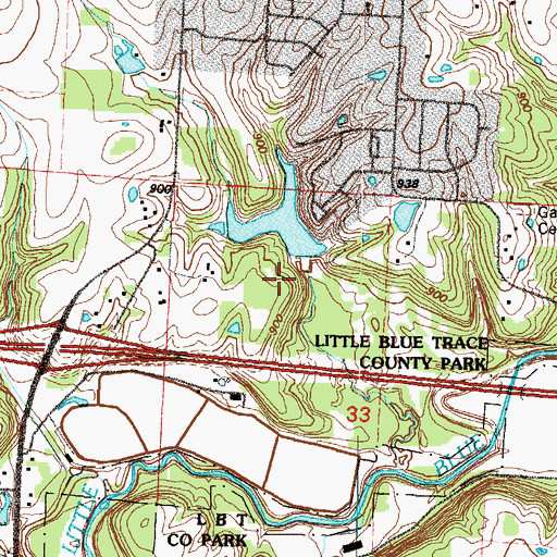Topographic Map of Number 93 Lake, MO