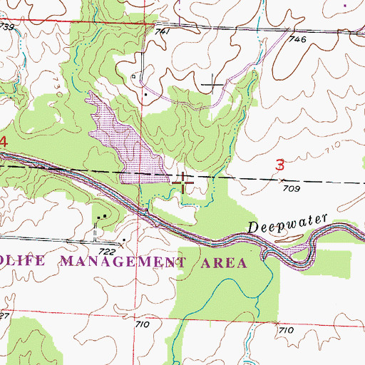Topographic Map of Whitaker Dam, MO