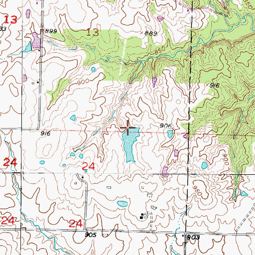 Topographic Map of Groff Lake Dam, MO
