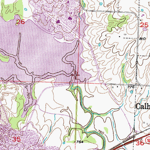Topographic Map of Tebo Freshwater Lake Dam, MO