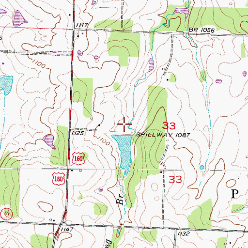 Topographic Map of Giddings Lake Dam, MO
