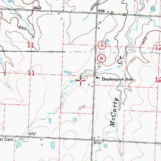 Topographic Map of Wood Lake, MO