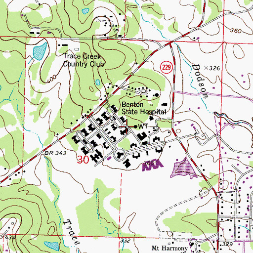 Topographic Map of Benton State Hospital, AR