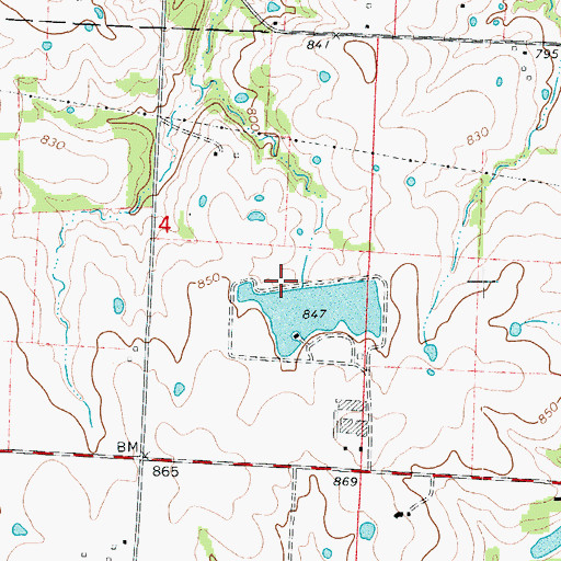 Topographic Map of Parkhurst Lake Dam, MO