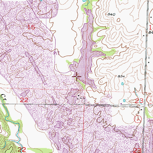 Topographic Map of Tebo Diversionary Impoundment Dam, MO
