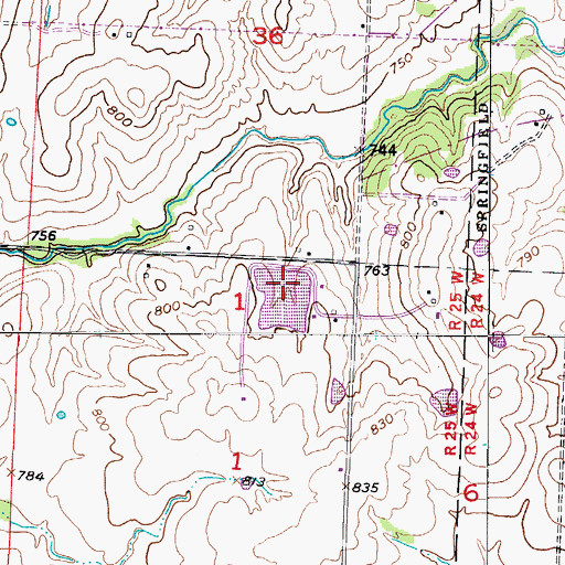 Topographic Map of O'Dell Lake Dam, MO