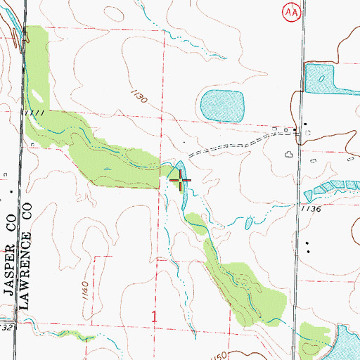 Topographic Map of Poirot Farms Lake, MO