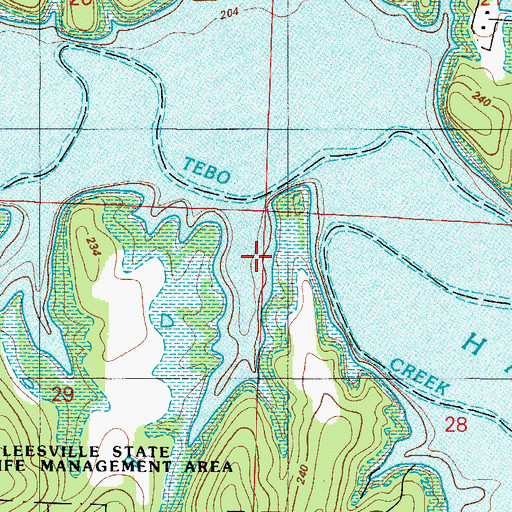 Topographic Map of Benson Dam, MO