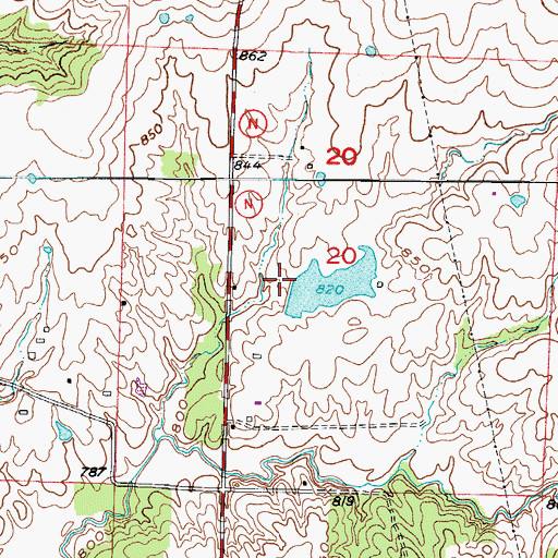 Topographic Map of Beaty Ranch Lake Dam, MO