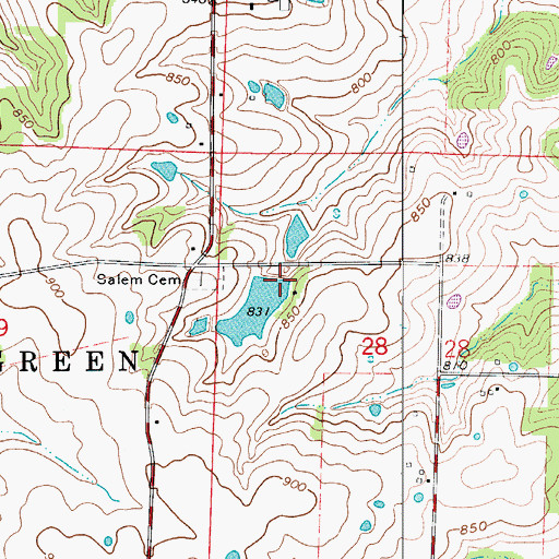 Topographic Map of Tempel Lake Dam, MO