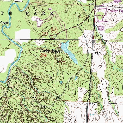 Topographic Map of Lake Buteo Dam, MO