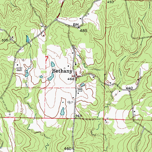Topographic Map of Bethany, AR