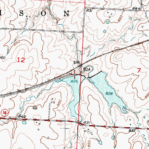 Topographic Map of Holden Reservoir West Dam, MO