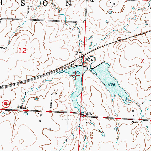 Topographic Map of Number 203 Reservoir, MO
