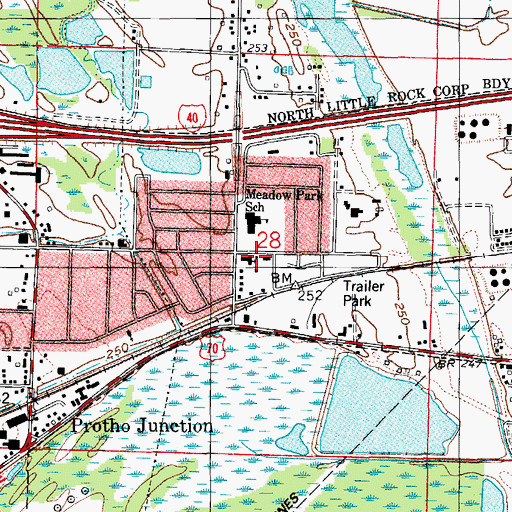 Topographic Map of Bethany Baptist Church, AR