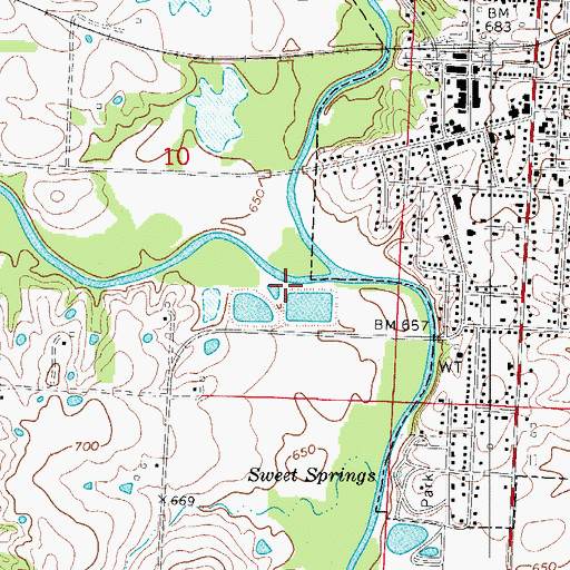 Topographic Map of City Reservoir B, MO