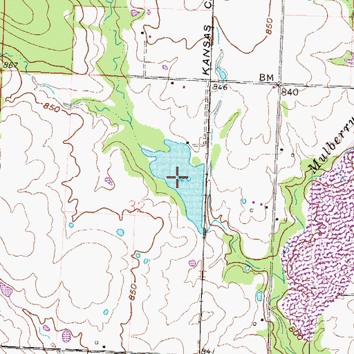 Topographic Map of Railroad Lake, MO