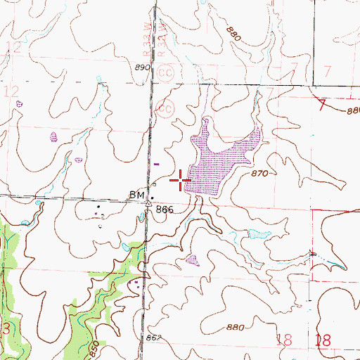 Topographic Map of Ward Lake Section 7 Dam, MO