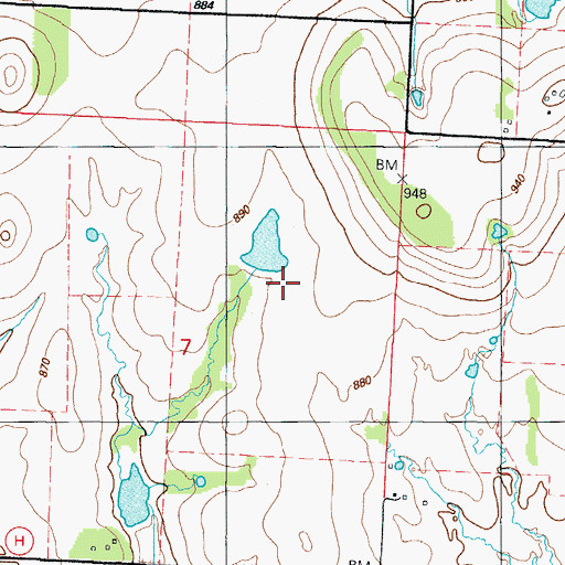 Topographic Map of Mononame 308 Dam, MO