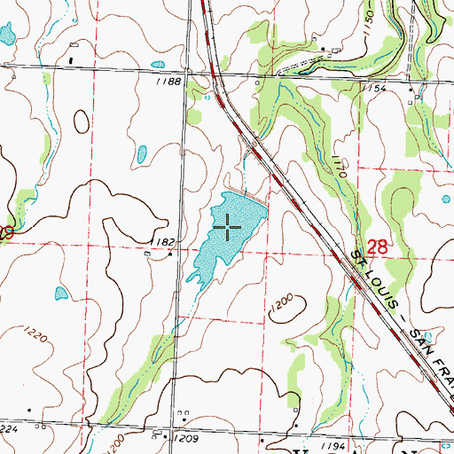 Topographic Map of Bleuins Lake, MO