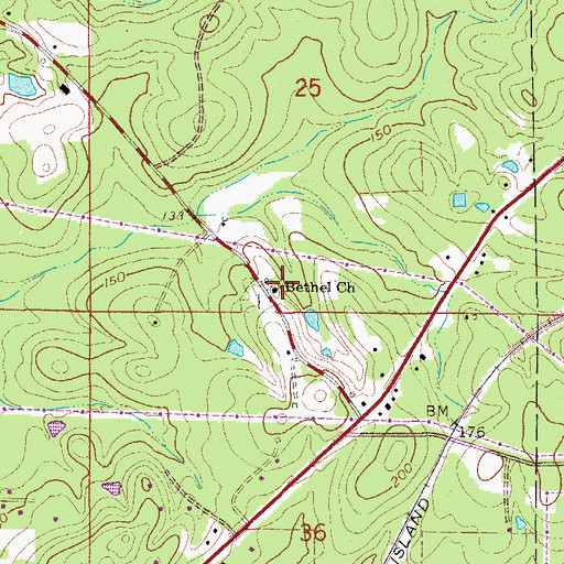 Topographic Map of Bethel Primitive Baptist Church, AR