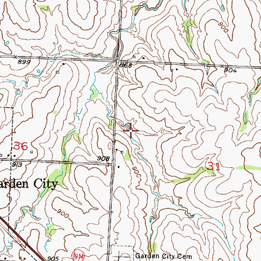 Topographic Map of Garden City Lake, MO
