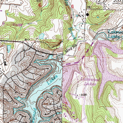 Topographic Map of Lakewood West Dam, MO