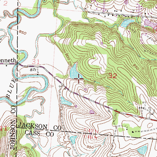 Topographic Map of Kemper Dam, MO