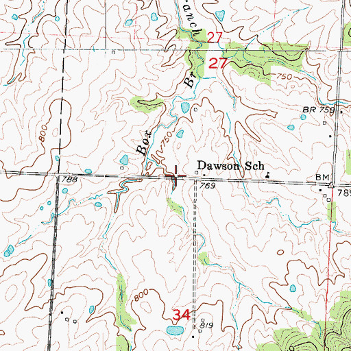 Topographic Map of Hickory Hills Lake, MO