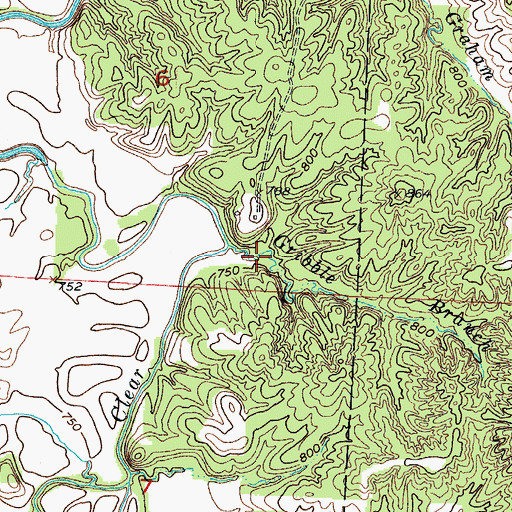 Topographic Map of Roberts Hunter Lake Dam, MO