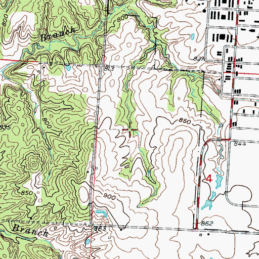 Topographic Map of Number 425 Dam, MO