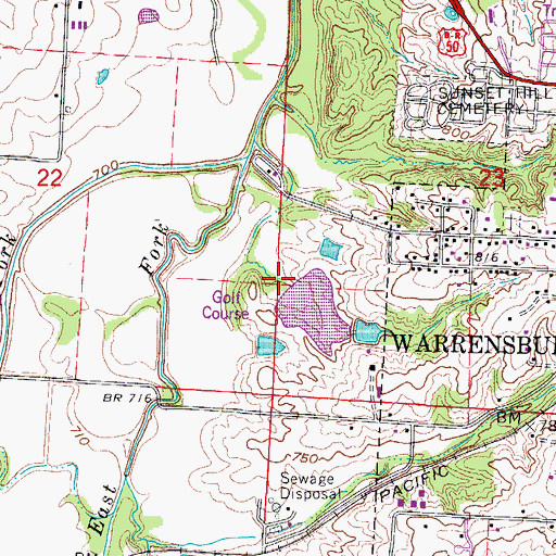 Topographic Map of Warrensburg Country Club Lake Dam, MO