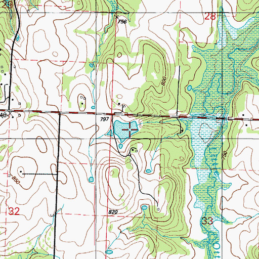 Topographic Map of Ackley Lake Dam, MO
