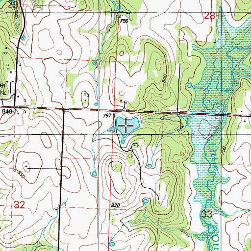 Topographic Map of Ackley Lake, MO