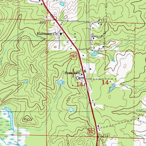 Topographic Map of Bethel Methodist Church, AR