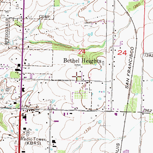 Topographic Map of Bethel Heights, AR