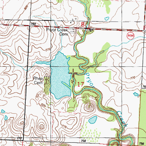 Topographic Map of Charles Lake Dam, MO
